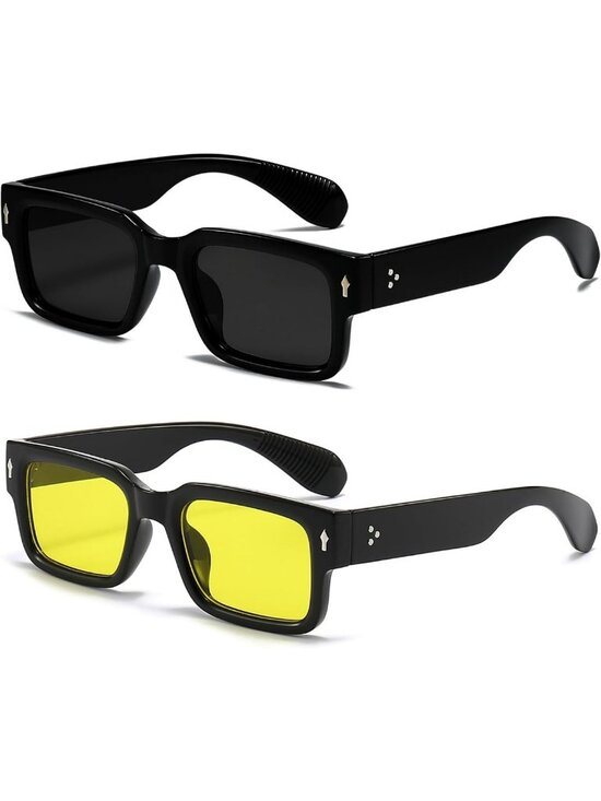 Trendy Square Frame Sunglasses for Women & Men - Chunky Rectangle Black Shades main image 7